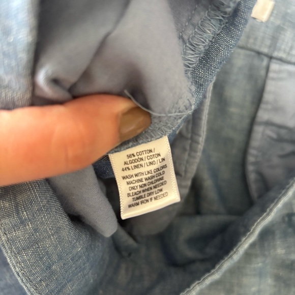 Ann Taylor LOFT The Riviera Short Linen Blend Scalloped Hem Pockets Blue Size 10 - Picture 6 of 10